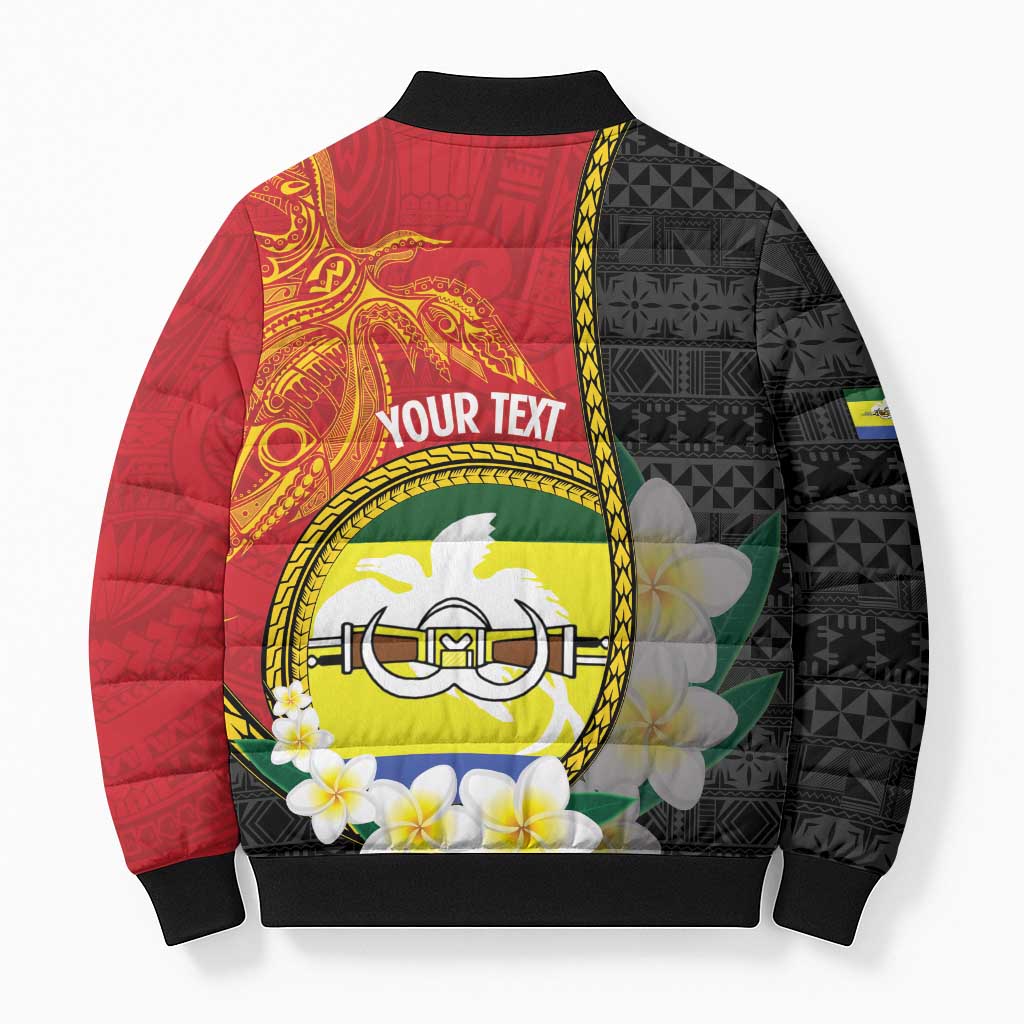Personalised PNG Morobe Provins Bomber Puffer Jacket Papua New Guinea Plumeria Melanesian Pattern LT14 - Polynesian Pride