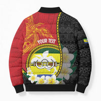 Personalised PNG Morobe Provins Bomber Puffer Jacket Papua New Guinea Plumeria Melanesian Pattern LT14 - Polynesian Pride