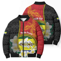 Personalised PNG Morobe Provins Bomber Puffer Jacket Papua New Guinea Plumeria Melanesian Pattern LT14 - Polynesian Pride