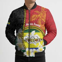 Personalised PNG Morobe Provins Bomber Puffer Jacket Papua New Guinea Plumeria Melanesian Pattern LT14 - Polynesian Pride