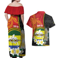 Personalised PNG Morobe Provins Couples Matching Off Shoulder Maxi Dress and Hawaiian Shirt Papua New Guinea Plumeria Melanesian Pattern LT14 - Polynesian Pride