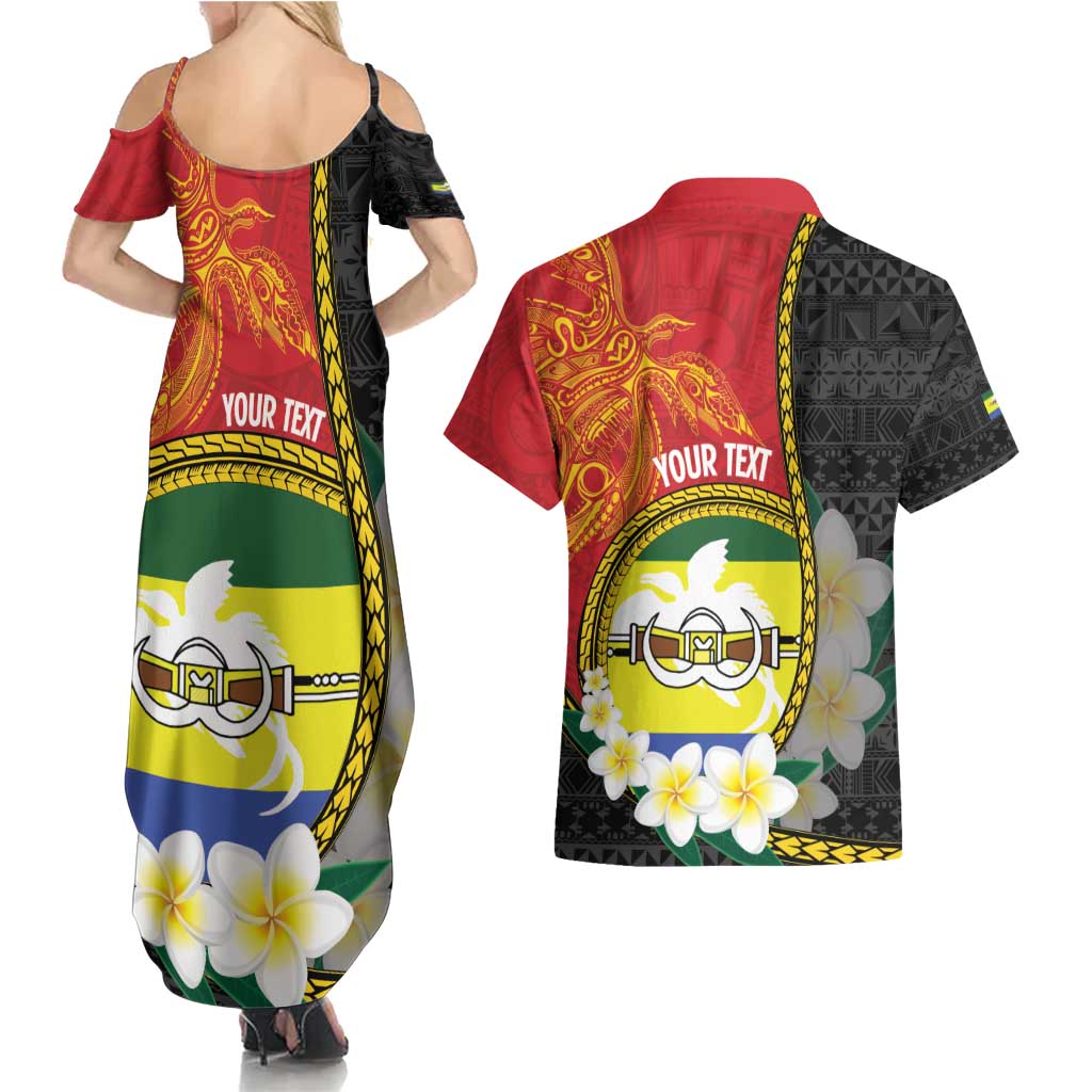 Personalised PNG Morobe Provins Couples Matching Summer Maxi Dress and Hawaiian Shirt Papua New Guinea Plumeria Melanesian Pattern LT14 - Polynesian Pride