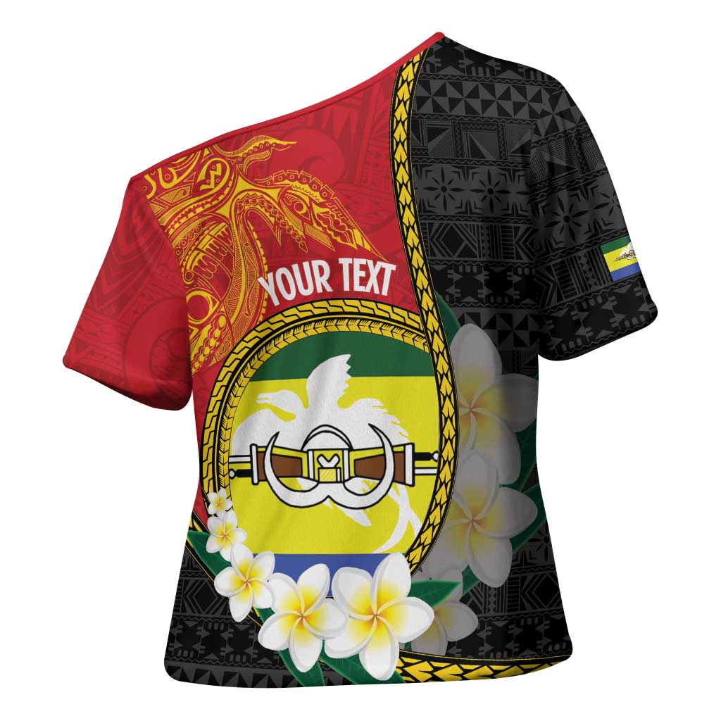 Personalised PNG Morobe Provins Cross Shoulder Shirt Papua New Guinea Plumeria Melanesian Pattern LT14 - Polynesian Pride