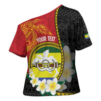 Personalised PNG Morobe Provins Cross Shoulder Shirt Papua New Guinea Plumeria Melanesian Pattern LT14 - Polynesian Pride