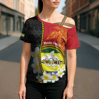 Personalised PNG Morobe Provins Cross Shoulder Shirt Papua New Guinea Plumeria Melanesian Pattern LT14 - Polynesian Pride