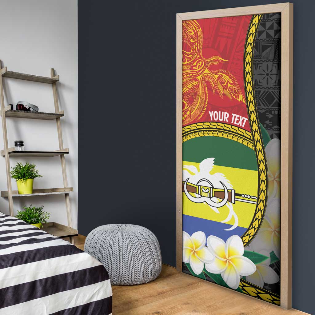 Personalised PNG Morobe Provins Door Cover Papua New Guinea Plumeria Melanesian Pattern LT14 - Polynesian Pride