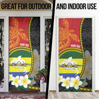 Personalised PNG Morobe Provins Door Cover Papua New Guinea Plumeria Melanesian Pattern LT14 - Polynesian Pride