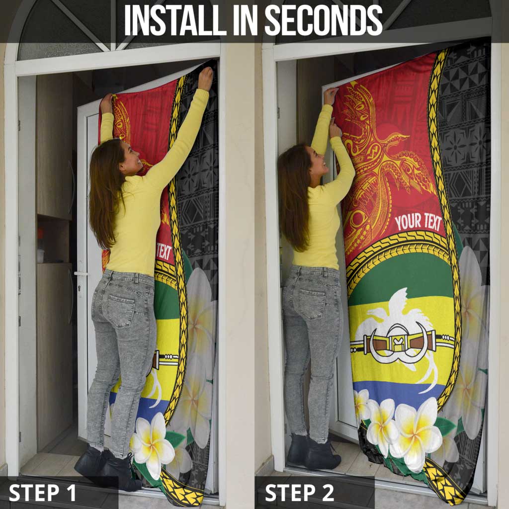 Personalised PNG Morobe Provins Door Cover Papua New Guinea Plumeria Melanesian Pattern LT14 - Polynesian Pride