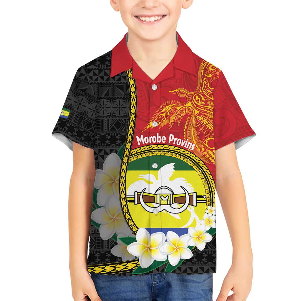 Personalised PNG Morobe Provins Family Matching Long Sleeve Bodycon Dress and Hawaiian Shirt Papua New Guinea Plumeria Melanesian Pattern LT14 Son's Shirt Red - Polynesian Pride