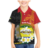 Personalised PNG Morobe Provins Family Matching Mermaid Dress and Hawaiian Shirt Papua New Guinea Plumeria Melanesian Pattern LT14 Son's Shirt Red - Polynesian Pride