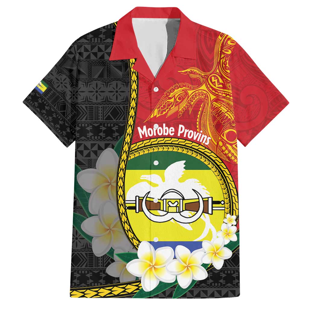Personalised PNG Morobe Provins Family Matching Short Sleeve Bodycon Dress and Hawaiian Shirt Papua New Guinea Plumeria Melanesian Pattern LT14 Dad's Shirt - Short Sleeve Red - Polynesian Pride