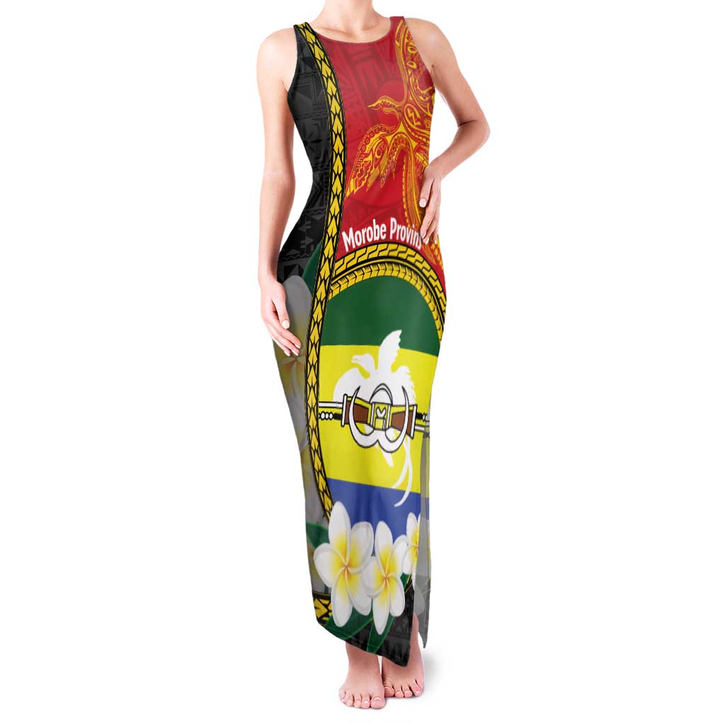 Personalised PNG Morobe Provins Family Matching Tank Maxi Dress and Hawaiian Shirt Papua New Guinea Plumeria Melanesian Pattern LT14 Mom's Dress Red - Polynesian Pride