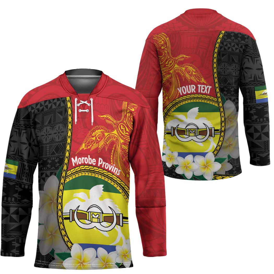 Personalised PNG Morobe Provins Hockey Jersey Papua New Guinea Plumeria Melanesian Pattern LT14 - Polynesian Pride