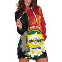 Personalised PNG Morobe Provins Hoodie Dress Papua New Guinea Plumeria Melanesian Pattern LT14 Red - Polynesian Pride