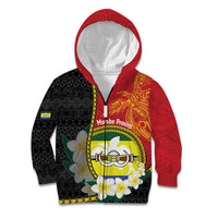 Personalised PNG Morobe Provins Kid Hoodie Papua New Guinea Plumeria Melanesian Pattern LT14 Zip Hoodie Red - Polynesian Pride