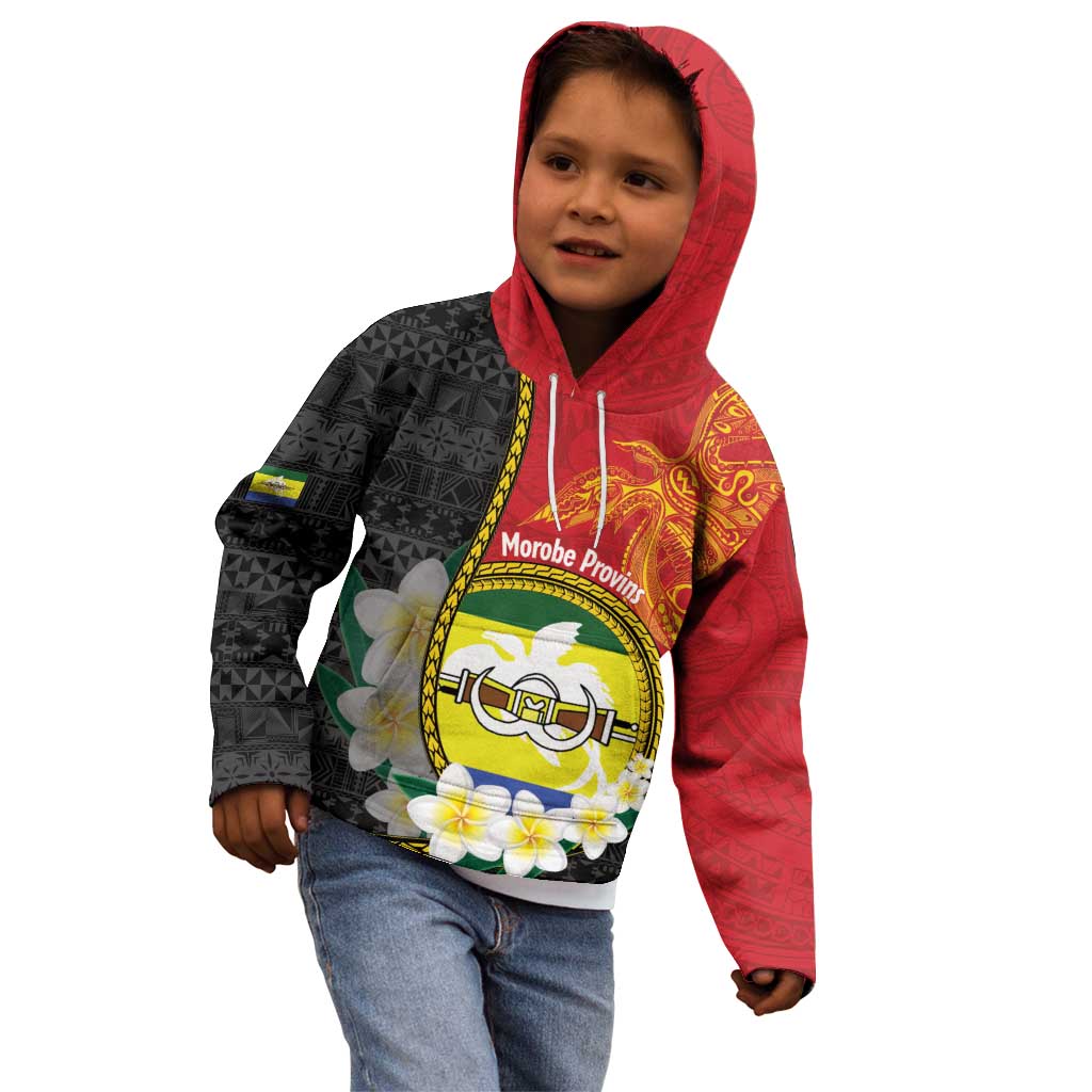 Personalised PNG Morobe Provins Kid Hoodie Papua New Guinea Plumeria Melanesian Pattern LT14 - Polynesian Pride
