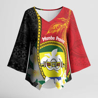 Personalised PNG Morobe Provins Kimono Sleeve Blouse Papua New Guinea Plumeria Melanesian Pattern LT14 Female Red - Polynesian Pride