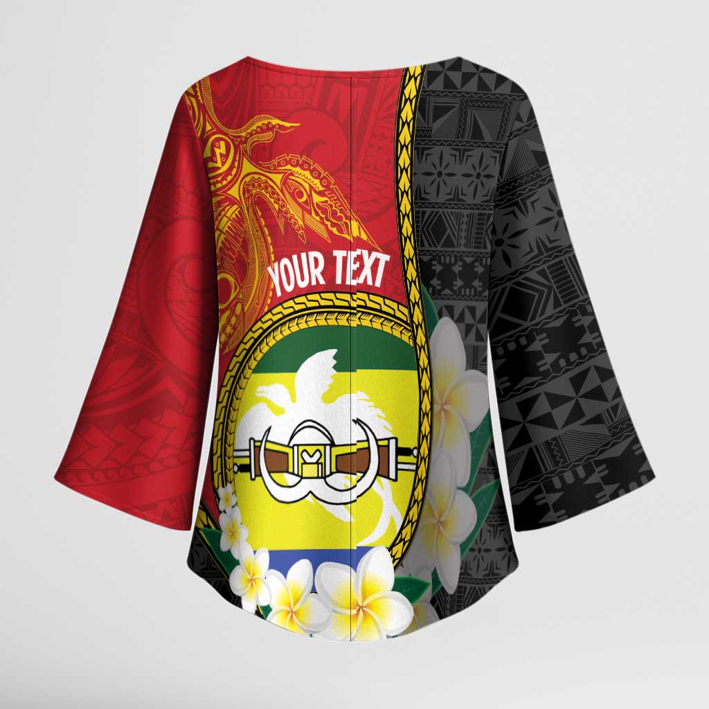 Personalised PNG Morobe Provins Kimono Sleeve Blouse Papua New Guinea Plumeria Melanesian Pattern LT14 - Polynesian Pride