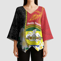 Personalised PNG Morobe Provins Kimono Sleeve Blouse Papua New Guinea Plumeria Melanesian Pattern LT14 - Polynesian Pride