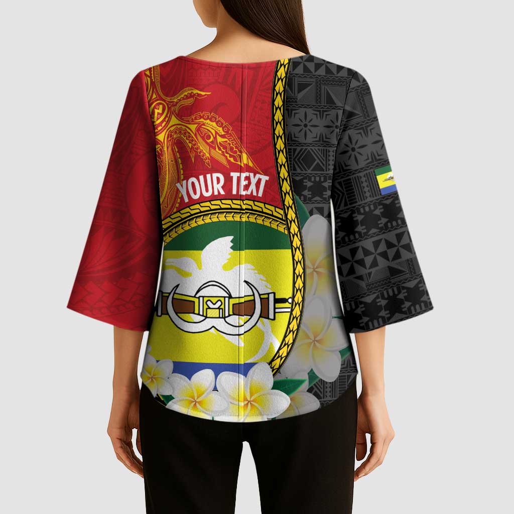 Personalised PNG Morobe Provins Kimono Sleeve Blouse Papua New Guinea Plumeria Melanesian Pattern LT14 - Polynesian Pride