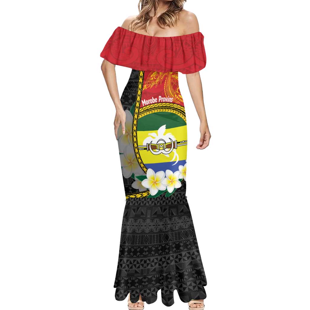 Personalised PNG Morobe Provins Mermaid Dress Papua New Guinea Plumeria Melanesian Pattern LT14 - Polynesian Pride