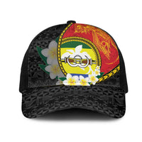 PNG Morobe Provins Mesh Trucker Cap Papua New Guinea Plumeria Melanesian Pattern - Polynesian Pride