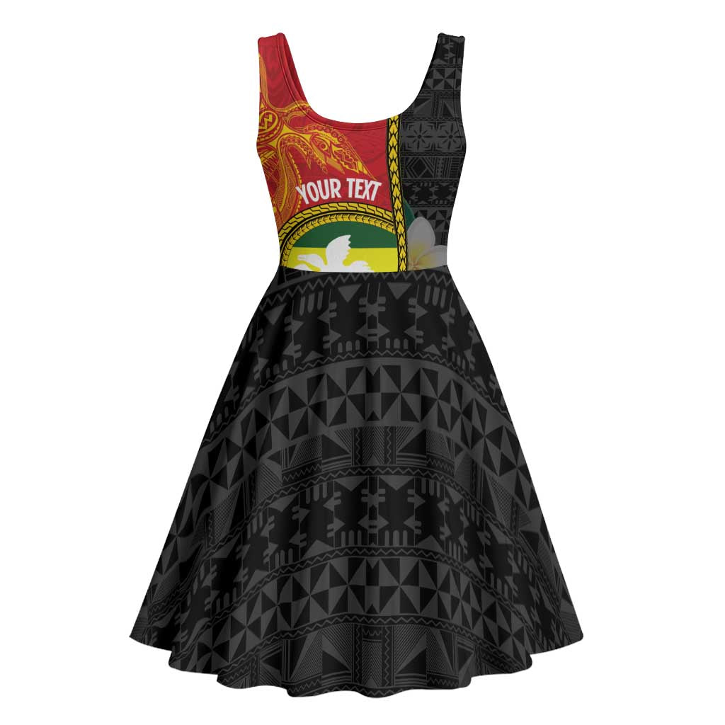 Personalised PNG Morobe Provins Midi Dress Papua New Guinea Plumeria Melanesian Pattern LT14 - Polynesian Pride