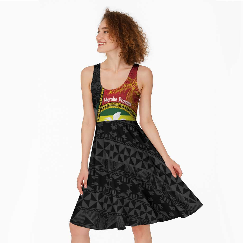 Personalised PNG Morobe Provins Midi Dress Papua New Guinea Plumeria Melanesian Pattern LT14 - Polynesian Pride