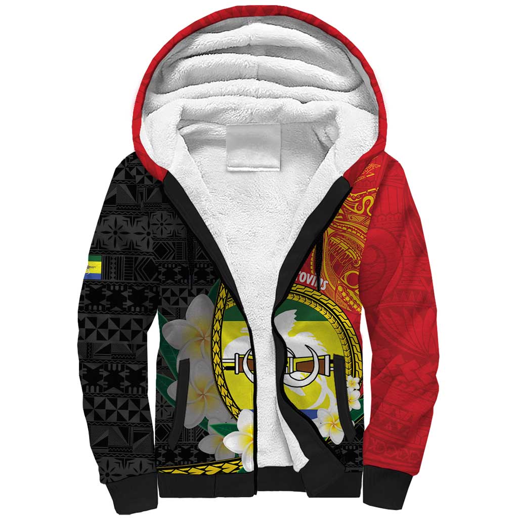 Personalised PNG Morobe Provins Sherpa Hoodie Papua New Guinea Plumeria Melanesian Pattern LT14 Unisex Red - Polynesian Pride