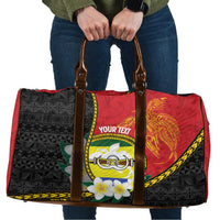 Personalised PNG Morobe Provins Travel Bag Papua New Guinea Plumeria Melanesian Pattern LT14 Red - Polynesian Pride