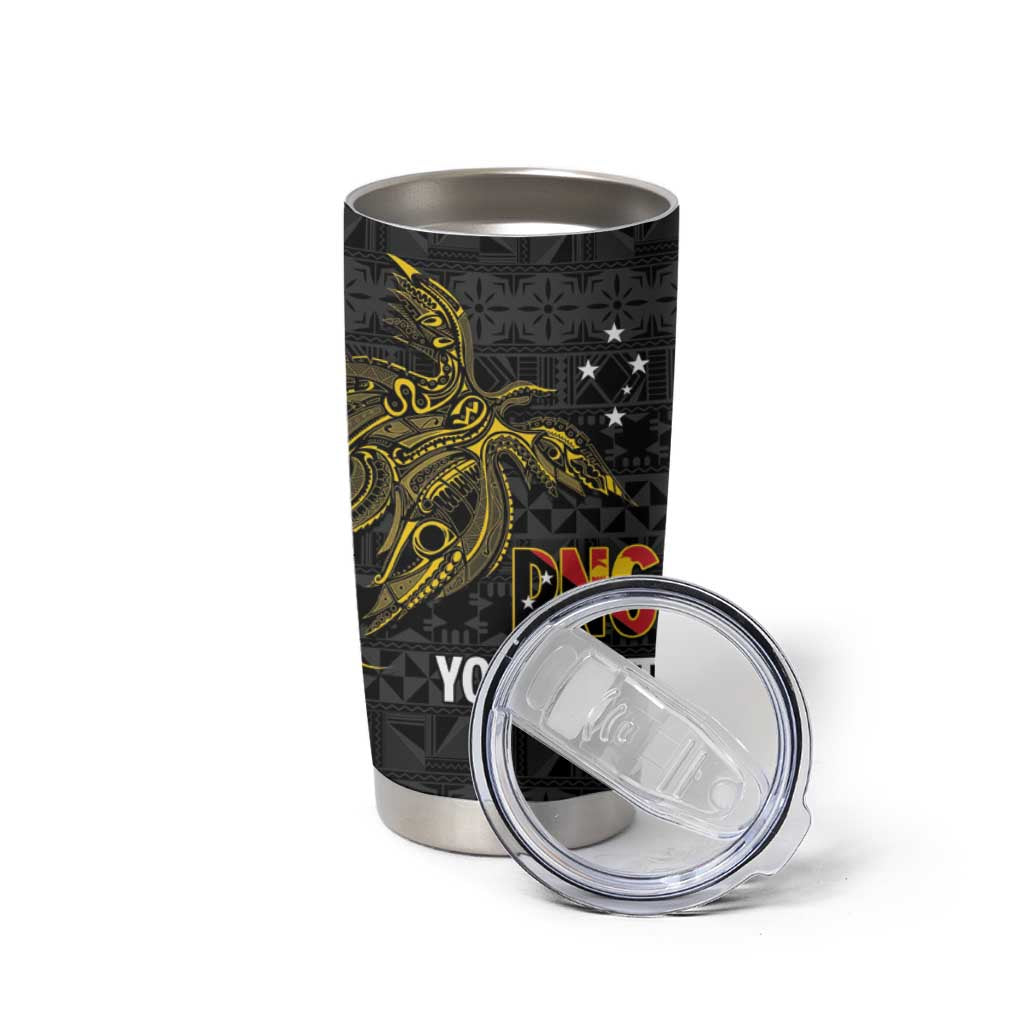 Personalised PNG Morobe Provins Tumbler Cup Papua New Guinea Plumeria Melanesian Pattern LT14 - Polynesian Pride