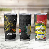 Personalised PNG Morobe Provins Tumbler Cup Papua New Guinea Plumeria Melanesian Pattern LT14 - Polynesian Pride