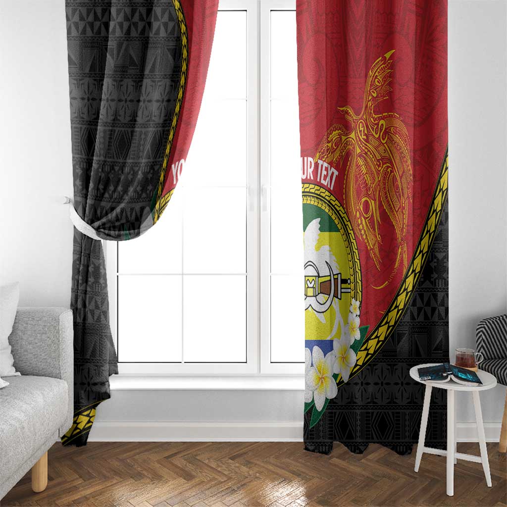 Personalised PNG Morobe Provins Window Curtain Papua New Guinea Plumeria Melanesian Pattern - Polynesian Pride