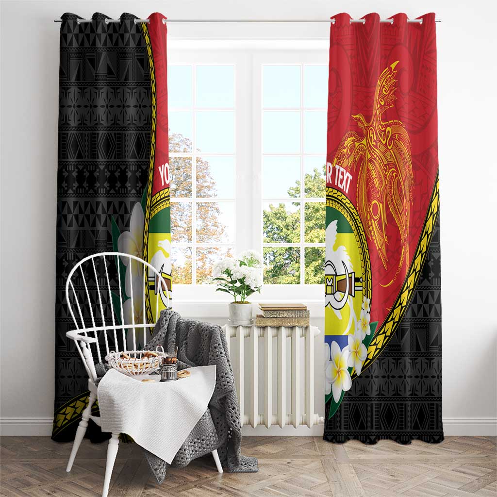 Personalised PNG Morobe Provins Window Curtain Papua New Guinea Plumeria Melanesian Pattern - Polynesian Pride