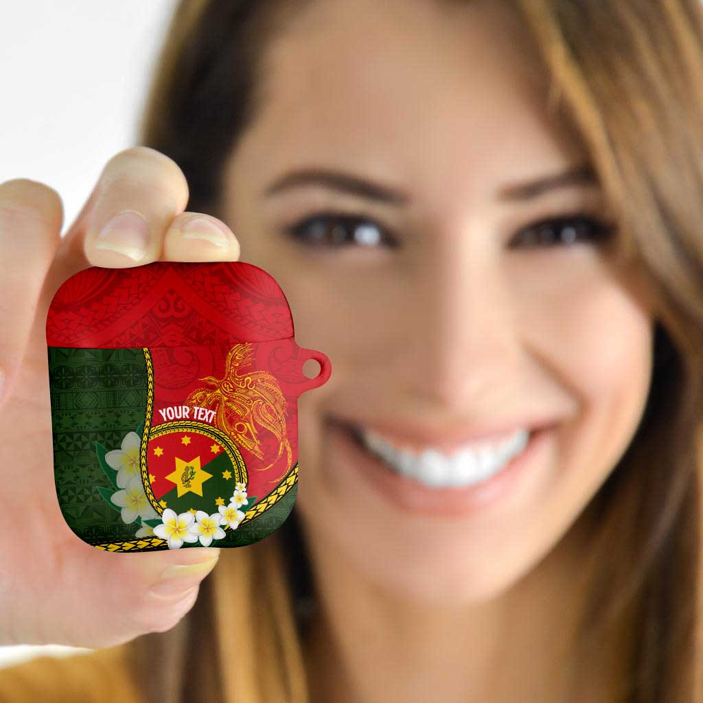 Personalised PNG Isten Hailans Provins AirPods Case Papua New Guinea Plumeria Melanesian Pattern LT14 Green - Polynesian Pride