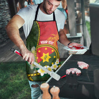 Personalised PNG Isten Hailans Provins Apron Papua New Guinea Plumeria Melanesian Pattern - Polynesian Pride