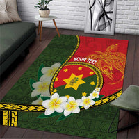 Personalised PNG Isten Hailans Provins Area Rug Papua New Guinea Plumeria Melanesian Pattern LT14 Green - Polynesian Pride