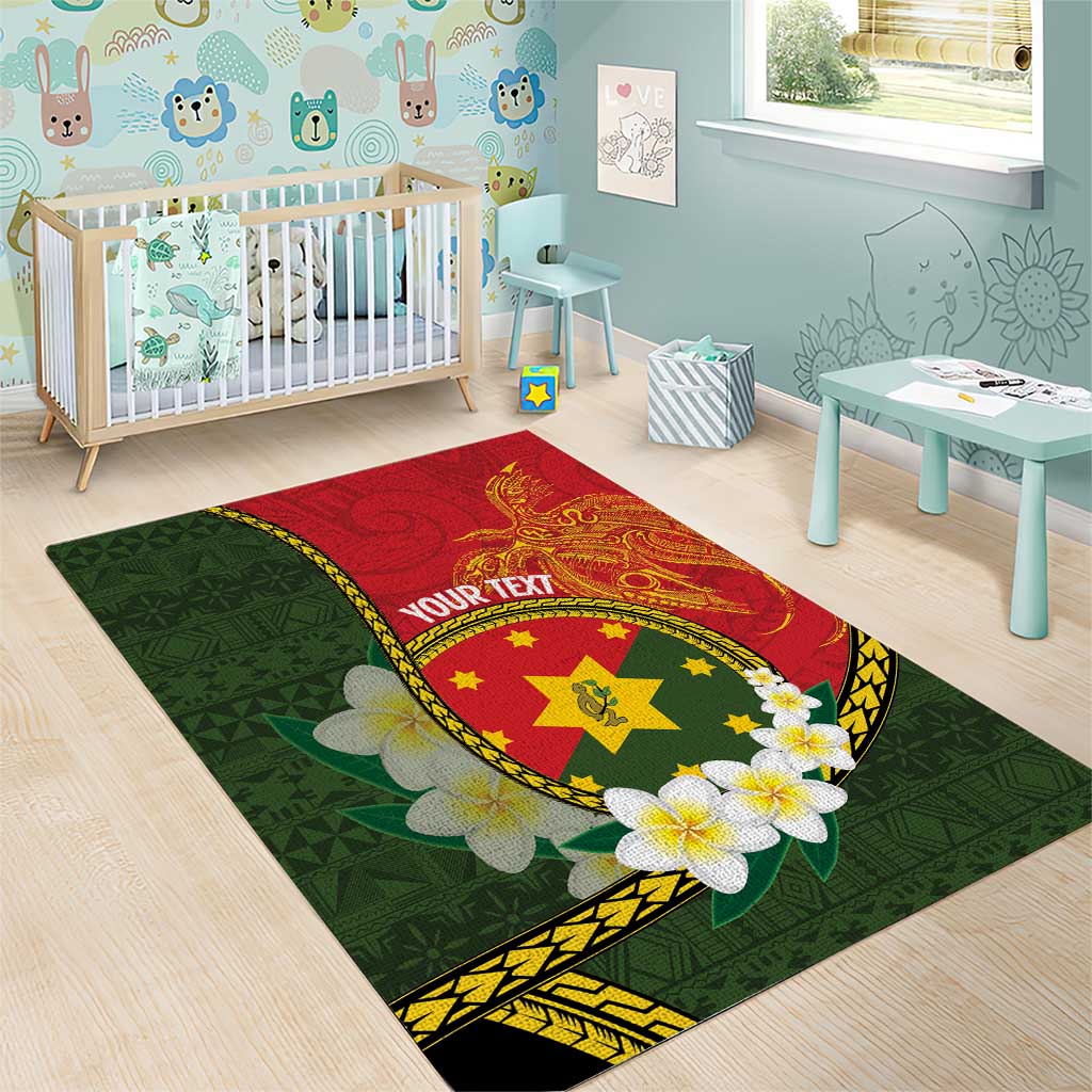 Personalised PNG Isten Hailans Provins Area Rug Papua New Guinea Plumeria Melanesian Pattern LT14 - Polynesian Pride