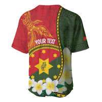 Personalised PNG Isten Hailans Provins Baseball Jersey Papua New Guinea Plumeria Melanesian Pattern LT14 - Polynesian Pride