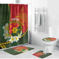 Personalised PNG Isten Hailans Provins Bathroom Set Papua New Guinea Plumeria Melanesian Pattern LT14 Bathroom Set (4 pcs) Green - Polynesian Pride