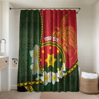 Personalised PNG Isten Hailans Provins Bathroom Set Papua New Guinea Plumeria Melanesian Pattern LT14 Shower Curtain (No Mats Included) Green - Polynesian Pride