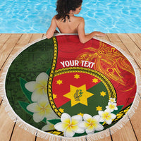 Personalised PNG Isten Hailans Provins Beach Blanket Papua New Guinea Plumeria Melanesian Pattern LT14 - Polynesian Pride
