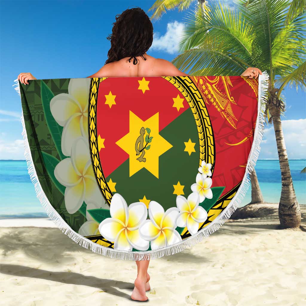Personalised PNG Isten Hailans Provins Beach Blanket Papua New Guinea Plumeria Melanesian Pattern LT14 - Polynesian Pride