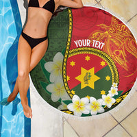 Personalised PNG Isten Hailans Provins Beach Blanket Papua New Guinea Plumeria Melanesian Pattern LT14 - Polynesian Pride