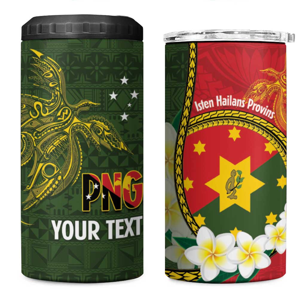 Personalised PNG Isten Hailans Provins 4 in 1 Can Cooler Tumbler Papua New Guinea Plumeria Melanesian Pattern LT14 One Size: 16 oz Green - Polynesian Pride