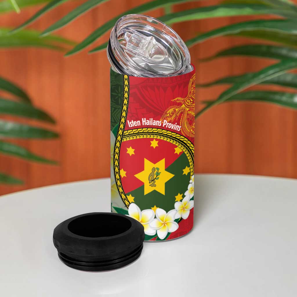 Personalised PNG Isten Hailans Provins 4 in 1 Can Cooler Tumbler Papua New Guinea Plumeria Melanesian Pattern LT14 - Polynesian Pride
