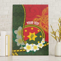 Personalised PNG Isten Hailans Provins Canvas Wall Art Papua New Guinea Plumeria Melanesian Pattern LT14 Without Frame Green - Polynesian Pride