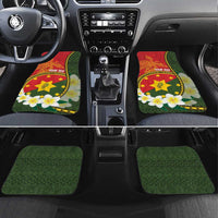 Personalised PNG Isten Hailans Provins Car Mats Papua New Guinea Plumeria Melanesian Pattern LT14 Set 4pcs Green - Polynesian Pride