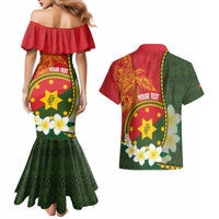 Personalised PNG Isten Hailans Provins Couples Matching Mermaid Dress and Hawaiian Shirt Papua New Guinea Plumeria Melanesian Pattern LT14 - Polynesian Pride