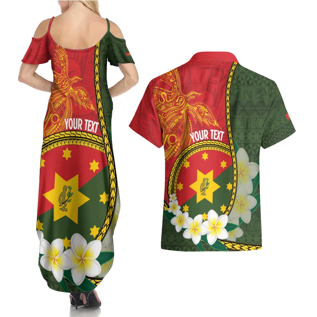 Personalised PNG Isten Hailans Provins Couples Matching Summer Maxi Dress and Hawaiian Shirt Papua New Guinea Plumeria Melanesian Pattern LT14 - Polynesian Pride